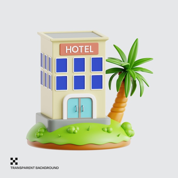 Tropikalny budynek hotelowy z palmą