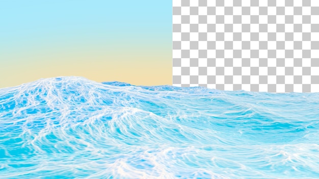 Tropikalny Krajobraz 3d Render Horyzont Oceanu Na Białym Tle Fale Morskie