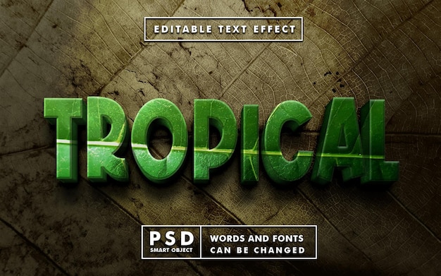 Tropisch 3d-teksteffect premium psd