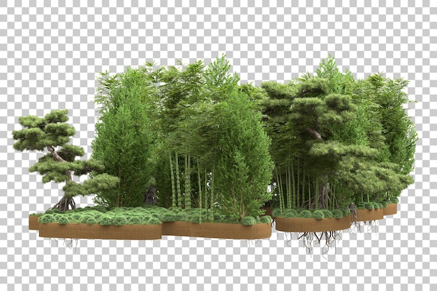 Tropisch bos geïsoleerd op een doorzichtige achtergrond 3d-rendering illustratie