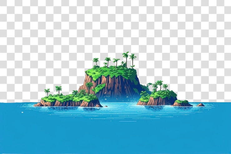 PSD tropisch eiland in een heldere oceaan.