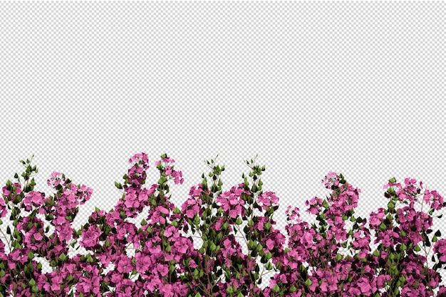 PSD tropische bomen en bloemen in 3d-rendering geïsoleerd