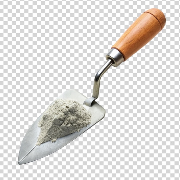 trowel and cement on transparent background