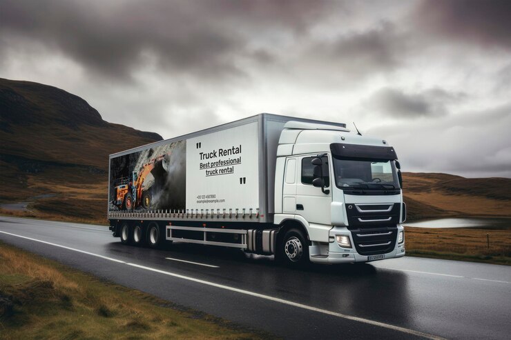 PSD truck billboard mockup voertuig reclame psd