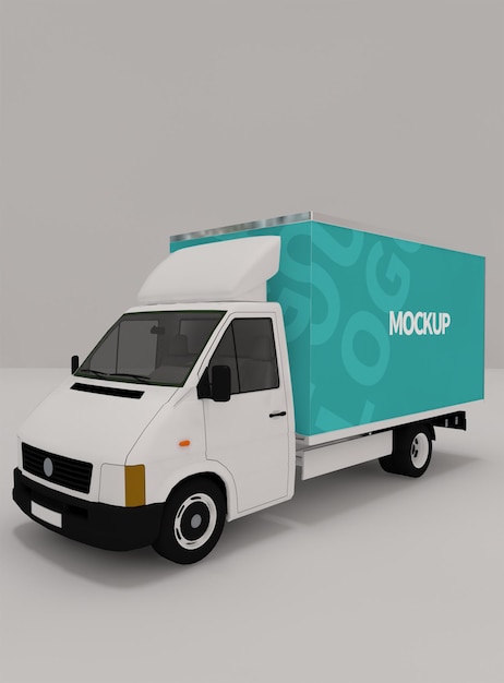 Truck box mockup design in 3d rendering