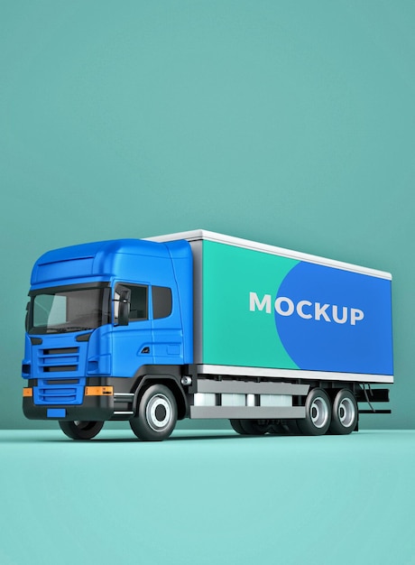 Truck box mockup design in 3d rendering