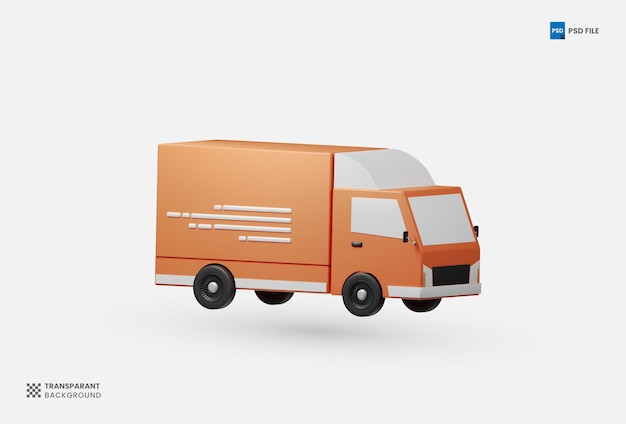 Truck delivery car icon 3d rendering illustration