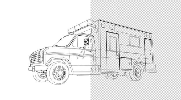 Truck hand drawing and sketch black and white.