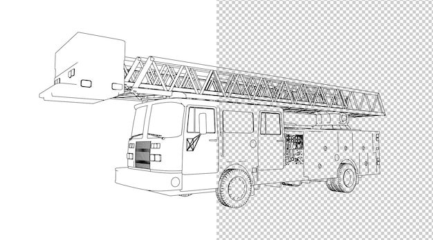 PSD truck hand drawing and sketch black and white.