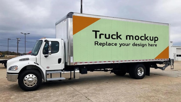 PSD truck mockup in realistic background