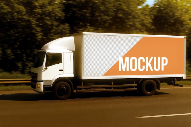 Truck Wrap Mockup Psd реалистичные автомобильные грузовые фургоны коммерческие наклейки ev макет шаблон