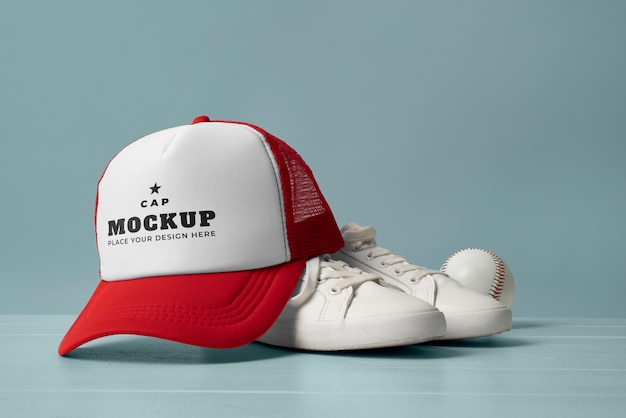 Trucker hat mock-up with baseball