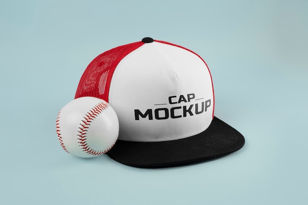 Trucker hat mock-up with baseball