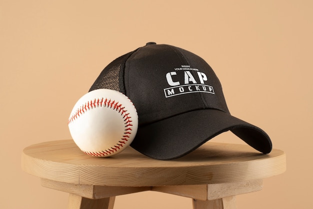 Trucker hat mock-up with baseball