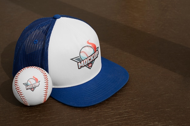 Trucker hat mock-up with baseball