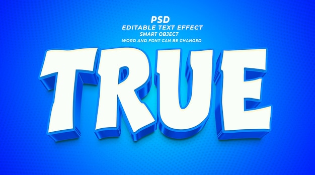 True 3d editable text effect photoshop template with background