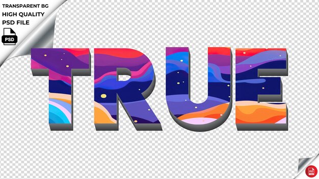 PSD true typography flat colorful text texture psd transparent