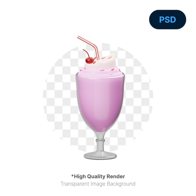 Truskawkowy Milkshake 3d Ikona Premium Psd