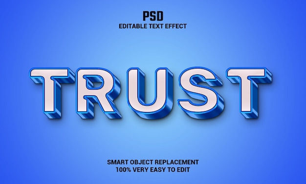 PSD trust 3d bewerkbare tekst-effect met achtergrond premium psd