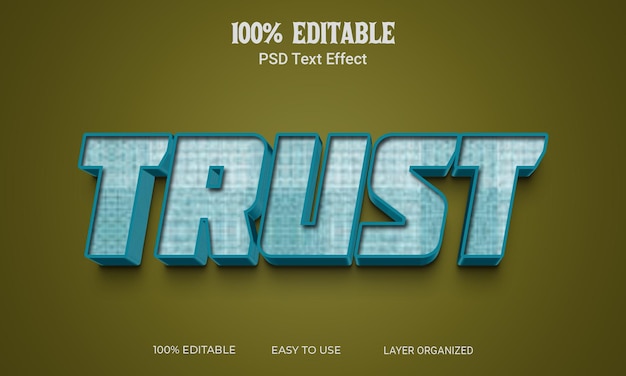 Trust 3d text effect editable text style psd file