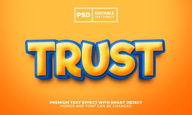 Trust cartoon kinderen bewerkbaar teksteffect premuim psd