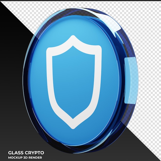 Trust Wallet Token TWT Glass Crypto Coin Ilustracja 3D