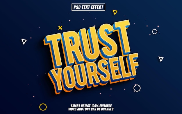 trust yourself text effect font editable typography 3d text