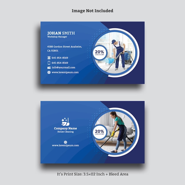 PSD 信頼できるホームクリーニングサービスのビジネスカード印刷テンプレート