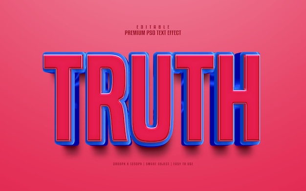 Truth 3d editable premium psd text effect