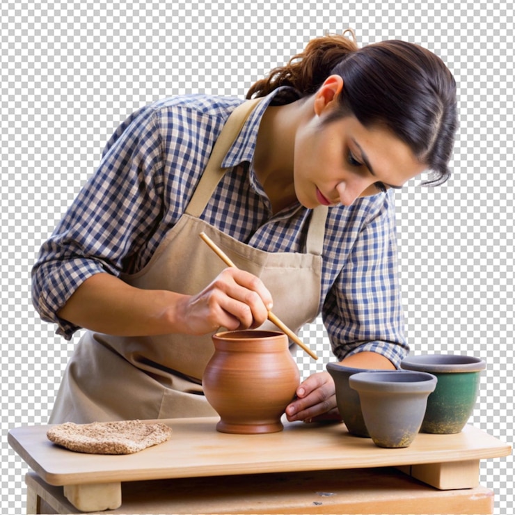 PSD 嘗試在透明背景上畫室內的畫作或陶器