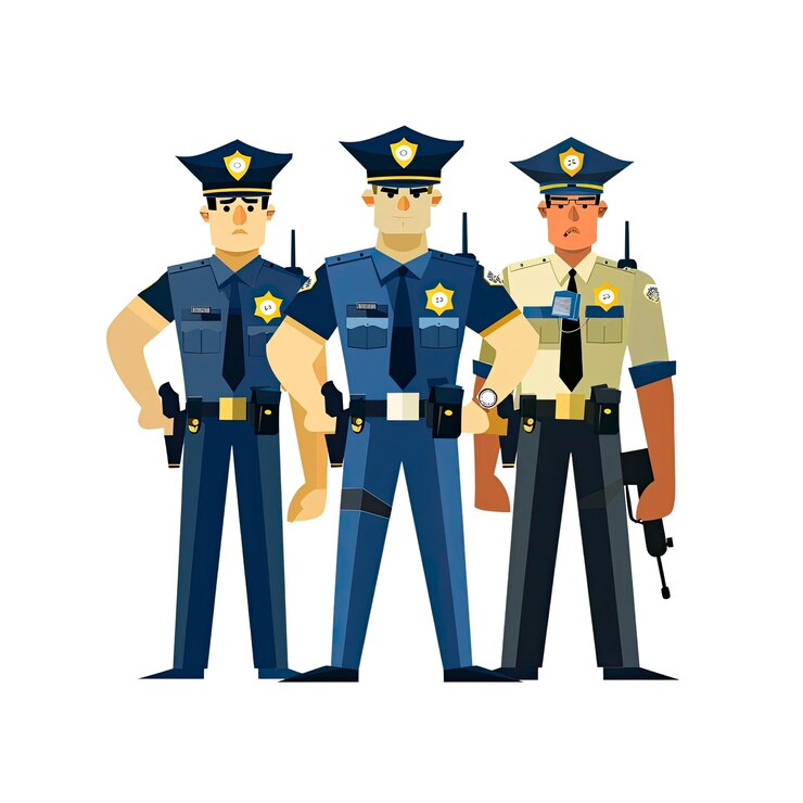 PSD trzech policjantów stojących razem