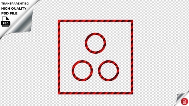 PSD trzy punkty ikona wektorowa czerwona paskowa płytka psd przezroczysta