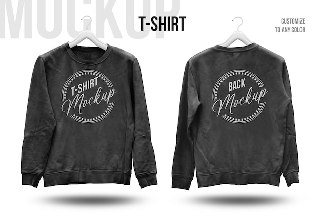 Tshirt makieta widok z przodu iz tyłu na białym tle