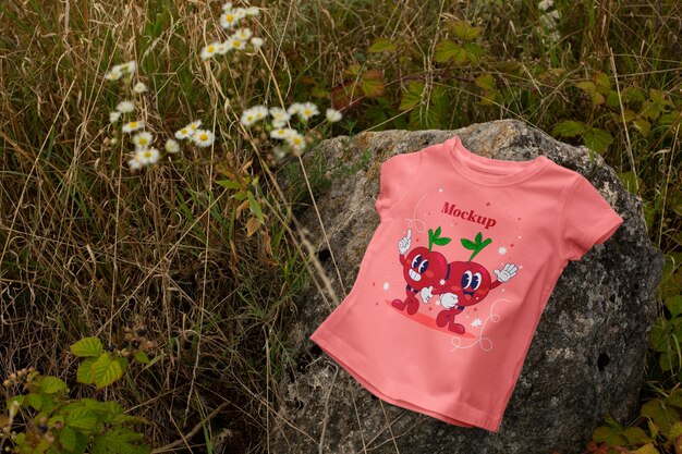 PSD tshirt mockup in nature