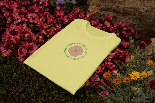 PSD tshirt in nature mockup