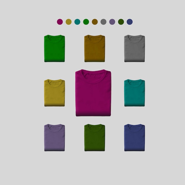 PSD tshirt z dziewięcioma kolorami