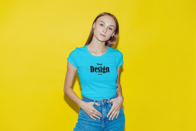 PSD tshrit mockup stylish girls