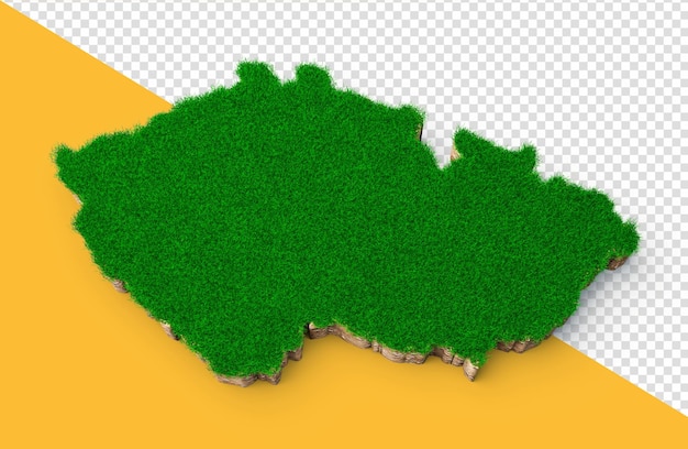 PSD tsjechië kaart bodem land geologie dwarsdoorsnede met groen gras en rotsgrond textuur tsjechië