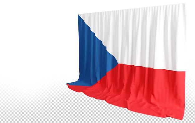 PSD tsjechisch vlaggordijn in 3d-weergave van de veerkracht van tsjechië