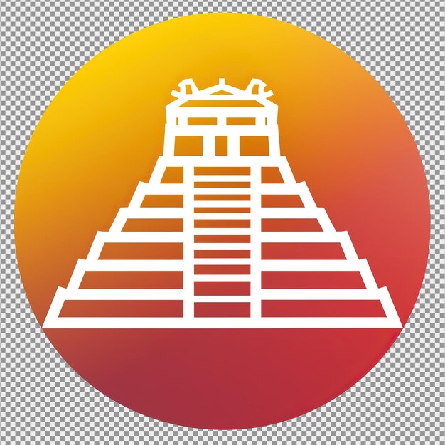 Tsjetsjeense Itza-pictogram in witte kleur en gele cirkelvormige achtergrond met kleurovergang Premium Vector