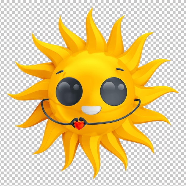 ttulo 3D postać słońca Szczęśliwe żółte słońce emoji z uśmiechniętą twarzą