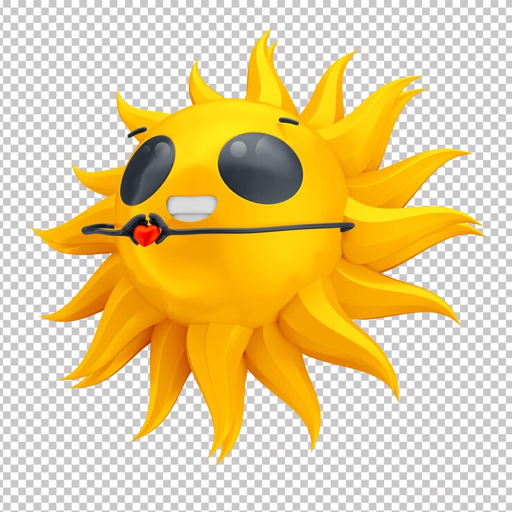 PSD ttulo 3d postać słońca szczęśliwe żółte słońce emoji z uśmiechniętą twarzą
