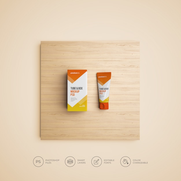 Tube and box mockup psd