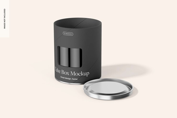 PSD tube box with rectangular window mockup