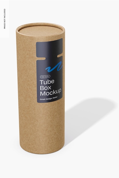 PSD tube box with vertical label mockup