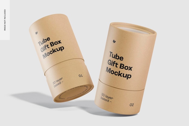 Tube gift boxes mockup, vallend