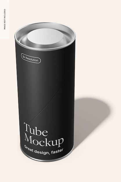 PSD tube with metallic lid mockup left view