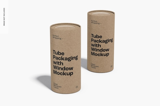 PSD Упаковка туб с макетом окна, вид спереди