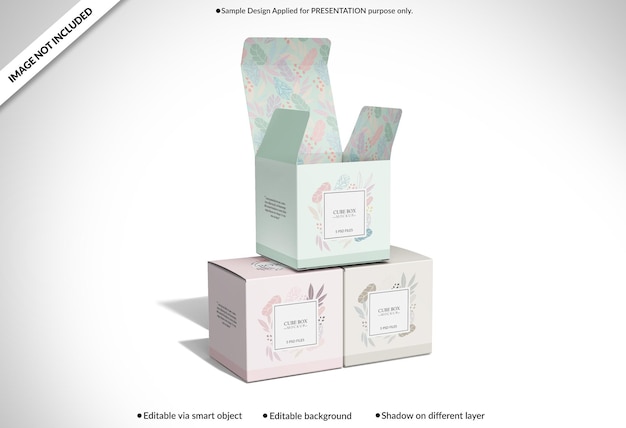 Мокап Tuck Top Cube Box