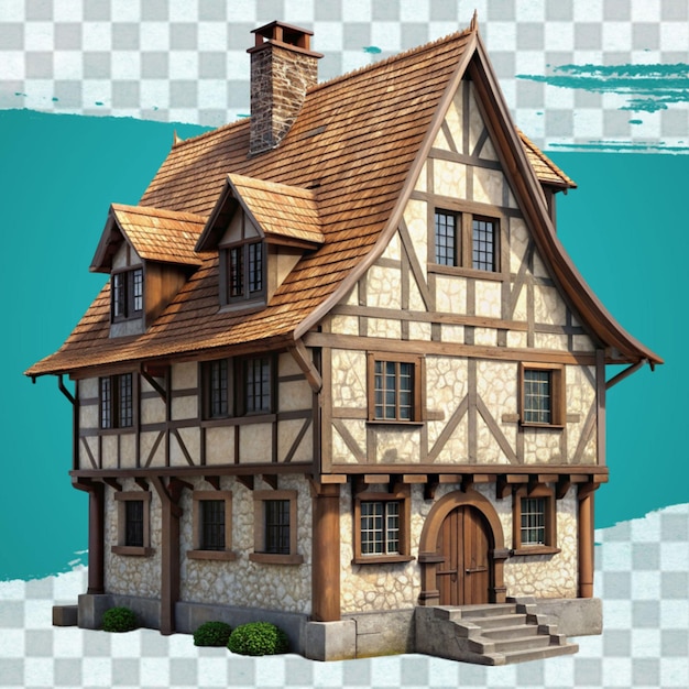 PSD tudor house isolated on transparent background